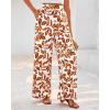 imageBTFBM Womens Wide Leg Summer Pants 2025 Boho Beach Vacation Loose Elastic Waist Printed Palazzo Pant PocketsPrint White Brown