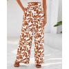 imageBTFBM Womens Wide Leg Summer Pants 2025 Boho Beach Vacation Loose Elastic Waist Printed Palazzo Pant PocketsPrint White Brown