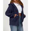 imageBTFBM Womens Zip Up Hoodies Fleece Cropped Sweatshirts 2025 Fall Fashion Outfits Casual Y2k Jackets Winter ClothesNavy