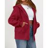 imageBTFBM Womens Zip Up Hoodies Fleece Cropped Sweatshirts 2025 Fall Fashion Outfits Casual Y2k Jackets Winter ClothesRed