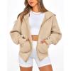 imageBTFBM Womens Zip Up Hoodies Long Sleeve Fashion Sweatshirt Fleece Y2K Hooded Jacket 2025 Trendy Fall Winter ClothesApricot