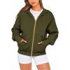 imageBTFBM Womens Zip Up Hoodies Long Sleeve Fashion Sweatshirt Fleece Y2K Hooded Jacket 2025 Trendy Fall Winter ClothesArmy Green