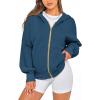imageBTFBM Womens Zip Up Hoodies Long Sleeve Fashion Sweatshirt Fleece Y2K Hooded Jacket 2025 Trendy Fall Winter ClothesDark Blue