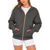 imageBTFBM Womens Zip Up Hoodies Long Sleeve Fashion Sweatshirt Fleece Y2K Hooded Jacket 2025 Trendy Fall Winter ClothesDark Grey