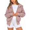 imageBTFBM Womens Zip Up Hoodies Long Sleeve Fashion Sweatshirt Fleece Y2K Hooded Jacket 2025 Trendy Fall Winter ClothesGrey Pink