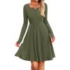imageBTFBM Long Sleeve Dress for Women Casual Ribbed Knit Crew Neck Button Down Empire Waist A Line Flowy 2025 Fall DressesArmy Green