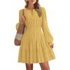 imageBTFBM Mini Dresses for Women 2025 Casual Lightweight Long Sleeve V Neck A Line Elastic Waist Party Holiday Dress PocketsYellow