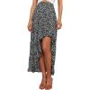 imageBTFBM Women 2025 Summer Spring Boho Long Skirts Dress Floral Print Elastic Waist Split Ruffle High Low Beach Maxi SkirtBlack White