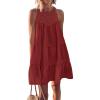 imageBTFBM Women Summer Halter Dresses Casual Spring 2025 Sleeveless ALine Tiered Swing Mini Dress Beach Vacation SundressBrown Red