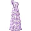 imageBTFBM Women Summer One Shoulder Floral Wedding Guest Dresses Sleeveless Smocked Ruffle Flowy Beach Vacation Maxi DressFloral Purple