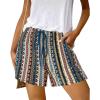 imageBTFBM Womens Boho Summer Shorts Beach Vacation Clothes 2025 Elastic Waist Casual Printed Loose Short Lounge Pant PocketsStriped Navy