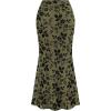 imageBTFBM Womens Floral Mesh Midi Skirt Elastic High Waisted Boho Elegant Mermaid 2025 Summer Fall Long Skirts for WomenArmy Green