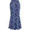 imageBTFBM Womens Floral Mesh Midi Skirt Elastic High Waisted Boho Elegant Mermaid 2025 Summer Fall Long Skirts for WomenDusty Blue
