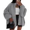imageBTFBM Womens Oversized Cardigans 2025 Fall Winter Outerwear Lantern Long Sleeve Button Down Chunky Knit Sweaters CoatsGrey