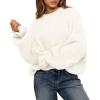 imageBTFBM Womens Oversized Sweater Crewneck Long Sleeve Fuzzy Knit Chunky Pullover Sweaters 2025 Fall Winter Trendy OutfitsWhite