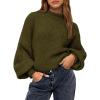 imageBTFBM Womens Pullover Sweaters Fall Winter 2025 Crew Neck Lantern Long Sleeve Casual Oversized Knit Sweater TopsArmy Green