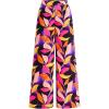 imageBTFBM Womens Wide Leg Summer Pants 2025 Boho Beach Vacation Loose Elastic Waist Printed Palazzo Pant PocketsPrint Black Multicolor