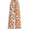 imageBTFBM Womens Wide Leg Summer Pants 2025 Boho Beach Vacation Loose Elastic Waist Printed Palazzo Pant PocketsPrint White Brown