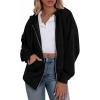 imageBTFBM Womens Zip Up Hoodies Fleece Cropped Sweatshirts 2025 Fall Fashion Outfits Casual Y2k Jackets Winter ClothesBlack