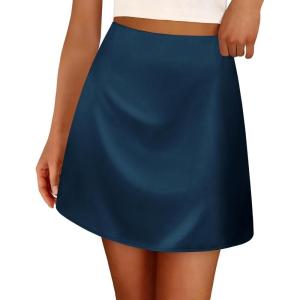 imageBTFBM Women Mini Skirts 2025 Trendy Summer Silk Satin Short Skirt High Waisted ALine Club Party Going Out SkirtsNavy