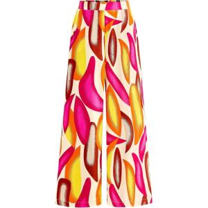 imageBTFBM Womens Wide Leg Summer Pants 2025 Boho Beach Vacation Loose Elastic Waist Printed Palazzo Pant PocketsPrint Beige Multicolor