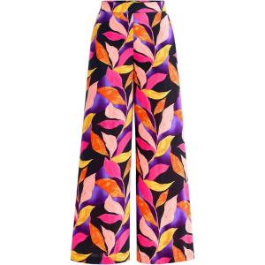 imageBTFBM Womens Wide Leg Summer Pants 2025 Boho Beach Vacation Loose Elastic Waist Printed Palazzo Pant PocketsPrint Black Multicolor