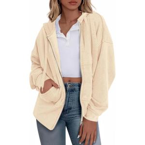 imageBTFBM Womens Zip Up Hoodies Fleece Cropped Sweatshirts 2025 Fall Fashion Outfits Casual Y2k Jackets Winter ClothesBeige