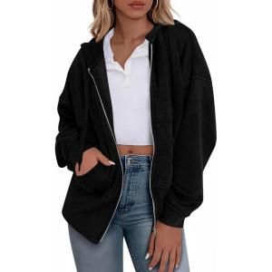 imageBTFBM Womens Zip Up Hoodies Fleece Cropped Sweatshirts 2025 Fall Fashion Outfits Casual Y2k Jackets Winter ClothesBlack