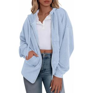 imageBTFBM Womens Zip Up Hoodies Fleece Cropped Sweatshirts 2025 Fall Fashion Outfits Casual Y2k Jackets Winter ClothesLight Blue