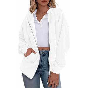 imageBTFBM Womens Zip Up Hoodies Fleece Cropped Sweatshirts 2025 Fall Fashion Outfits Casual Y2k Jackets Winter ClothesWhite
