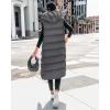 imageBTFBM Long Puffer Vest Women Quilted Hooded Button Down Zip Up Sleeveless Vests Outerwear Padded Jacket Fall Winter CoatDark Grey