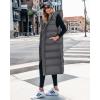 imageBTFBM Long Puffer Vest Women Quilted Hooded Button Down Zip Up Sleeveless Vests Outerwear Padded Jacket Fall Winter CoatDark Grey