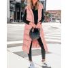 imageBTFBM Long Puffer Vest Women Quilted Hooded Button Down Zip Up Sleeveless Vests Outerwear Padded Jacket Fall Winter CoatPink