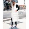 imageBTFBM Long Puffer Vest Women Quilted Hooded Button Down Zip Up Sleeveless Vests Outerwear Padded Jacket Fall Winter CoatWhite