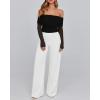 imageBTFBM Off The Shoulder Tops for Women 2025 Long Sleeve Shirts Y2K Slim Fit Going Out Tops Ruched Stretchy Mesh Crop TopBlack