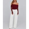 imageBTFBM Off The Shoulder Tops for Women 2025 Long Sleeve Shirts Y2K Slim Fit Going Out Tops Ruched Stretchy Mesh Crop TopWine Red