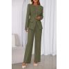 imageBTFBM Two Piece Set for Women Fall Fashion 2025 Business Casual Long Sleeve Blazer Jackets Wide Leg Pant Suits PocketsArmy Green