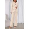 imageBTFBM Two Piece Set for Women Fall Fashion 2025 Business Casual Long Sleeve Blazer Jackets Wide Leg Pant Suits PocketsBeige