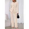 imageBTFBM Two Piece Set for Women Fall Fashion 2025 Business Casual Long Sleeve Blazer Jackets Wide Leg Pant Suits PocketsBeige