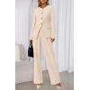 imageBTFBM Two Piece Set for Women Fall Fashion 2025 Business Casual Long Sleeve Blazer Jackets Wide Leg Pant Suits PocketsBeige