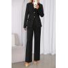 imageBTFBM Two Piece Set for Women Fall Fashion 2025 Business Casual Long Sleeve Blazer Jackets Wide Leg Pant Suits PocketsBlack
