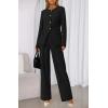 imageBTFBM Two Piece Set for Women Fall Fashion 2025 Business Casual Long Sleeve Blazer Jackets Wide Leg Pant Suits PocketsBlack