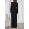 imageBTFBM Two Piece Set for Women Fall Fashion 2025 Business Casual Long Sleeve Blazer Jackets Wide Leg Pant Suits PocketsBlack