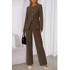 imageBTFBM Two Piece Set for Women Fall Fashion 2025 Business Casual Long Sleeve Blazer Jackets Wide Leg Pant Suits PocketsBrown