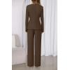 imageBTFBM Two Piece Set for Women Fall Fashion 2025 Business Casual Long Sleeve Blazer Jackets Wide Leg Pant Suits PocketsBrown
