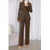 imageBTFBM Two Piece Set for Women Fall Fashion 2025 Business Casual Long Sleeve Blazer Jackets Wide Leg Pant Suits PocketsBrown