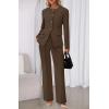 imageBTFBM Two Piece Set for Women Fall Fashion 2025 Business Casual Long Sleeve Blazer Jackets Wide Leg Pant Suits PocketsBrown