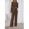 imageBTFBM Two Piece Set for Women Fall Fashion 2025 Business Casual Long Sleeve Blazer Jackets Wide Leg Pant Suits PocketsBrown