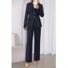 imageBTFBM Two Piece Set for Women Fall Fashion 2025 Business Casual Long Sleeve Blazer Jackets Wide Leg Pant Suits PocketsNavy Blue