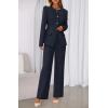 imageBTFBM Two Piece Set for Women Fall Fashion 2025 Business Casual Long Sleeve Blazer Jackets Wide Leg Pant Suits PocketsNavy Blue